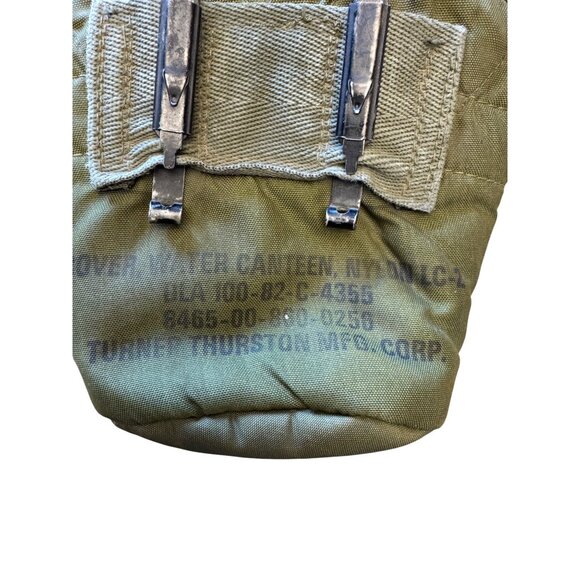 Vintage US Army Green Canvas Water Canteen Cover With Clips - Picture 3 of 6